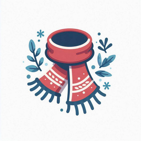 Hand drawn vector illustration of winter scarf in doodle style.のイラスト素材