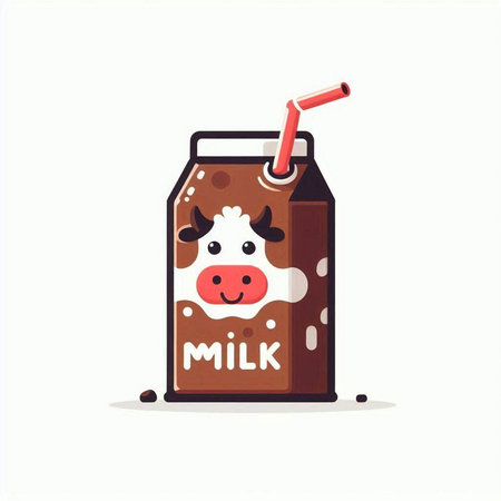 Milk can with cow. Cute cartoon character. Vector illustration.のイラスト素材