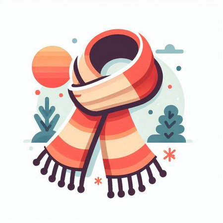 Vector illustration of winter scarf. Colorful flat style design element.のイラスト素材
