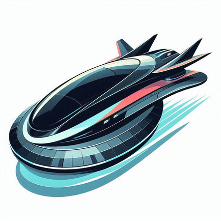 Futuristic spaceship on a white background. Vector illustration. Eps 10のイラスト素材