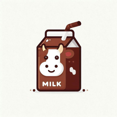 Milk carton with cow on the white background. Vector illustration.のイラスト素材