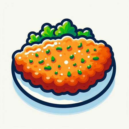 Illustration of a carrot cake on a plate, vector illustration.のイラスト素材