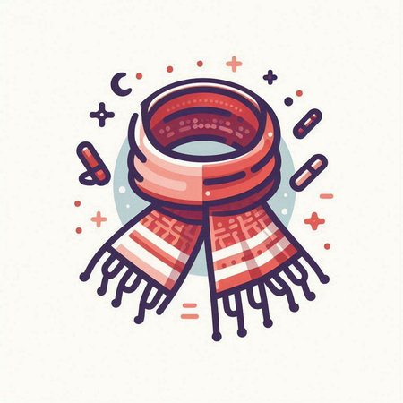 Vector illustration of scarf in cartoon style. Hand drawn scarf icon.のイラスト素材