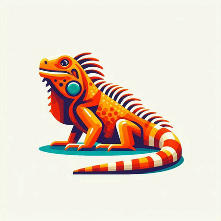 Vector illustration of a cute iguana isolated on a white background.のイラスト素材