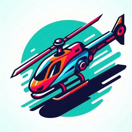 Helicopter icon. Vector illustration of a helicopter in cartoon style.のイラスト素材