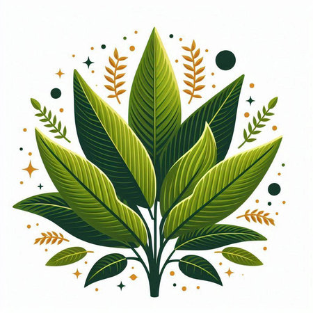Vector illustration of a stylized green leaves on a white background.のイラスト素材