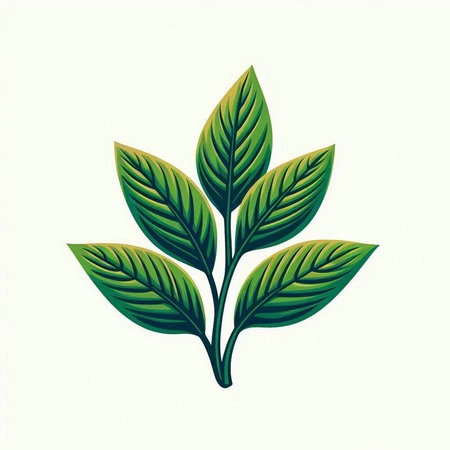 Green leaves on a white background. Vector illustration, EPS 10.のイラスト素材