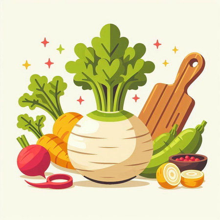 Vector illustration of fresh vegetables on white background. Vegetarian food.のイラスト素材