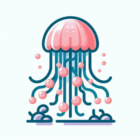 Jellyfish. Vector illustration of a cute cartoon jellyfish.のイラスト素材