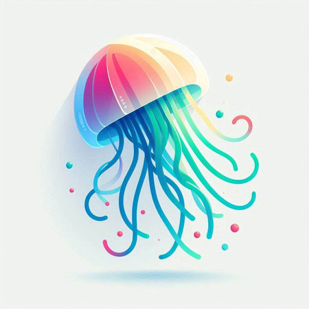 Colorful jellyfish on white background. Vector illustration. Eps 10のイラスト素材