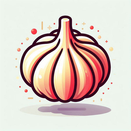 Illustration of a fresh garlic on a light background, vector illustrationのイラスト素材