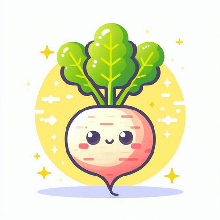 Cute kawaii radish character. Vector flat illustration.のイラスト素材
