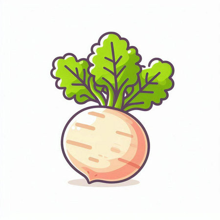 Fresh turnip isolated on white background. Vector illustration in cartoon style.のイラスト素材