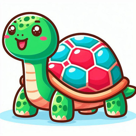 cute cartoon turtle on white background, vector illustration, epsのイラスト素材