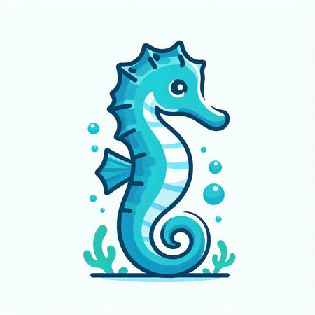 Seahorse isolated on white background. Vector illustration in flat style.のイラスト素材