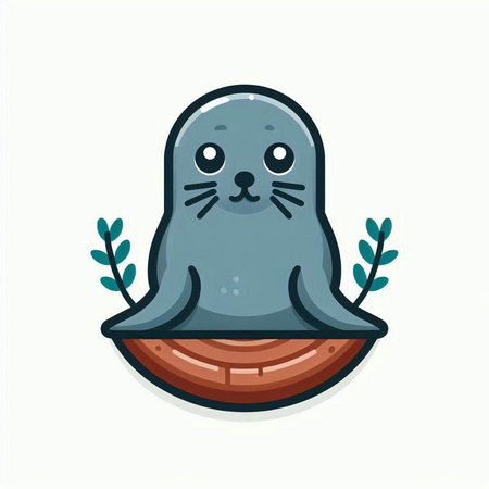 Cute seal on a white background. Vector illustration in cartoon style.のイラスト素材