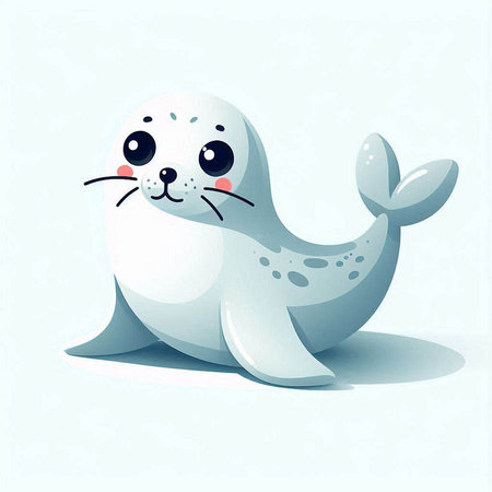 Cute baby seal on blue background. Vector illustration for your designのイラスト素材