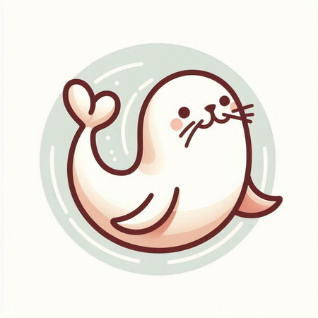 Cute seal. Vector illustration. Isolated on white background.のイラスト素材
