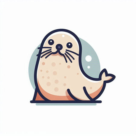 Cute seal, vector illustration in flat style on white background.のイラスト素材