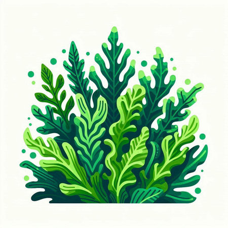 Green leaves. Vector illustration in flat style. Decorative design element.のイラスト素材