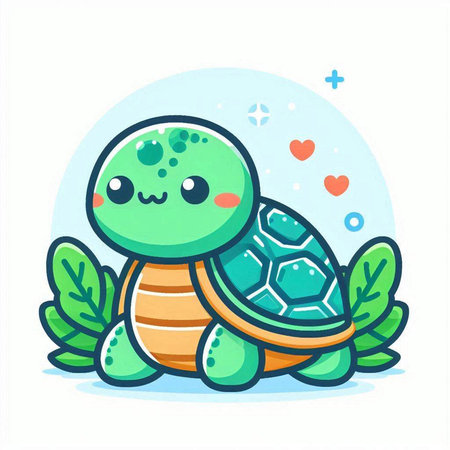 Cute cartoon turtle. Vector illustration of a cute sea turtle.のイラスト素材