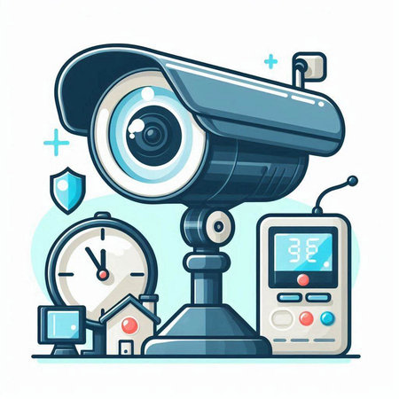 CCTV security camera. Vector illustration in cartoon style. Security conceptのイラスト素材