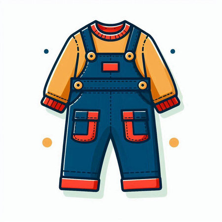Vector illustration of a child's overalls. Isolated on white background.のイラスト素材