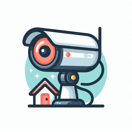 CCTV security camera icon. Vector illustration in a flat style.のイラスト素材