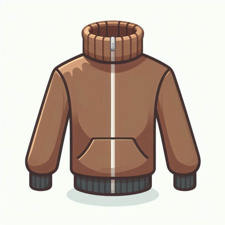 Vector illustration of a brown winter jacket isolated on a white background.のイラスト素材
