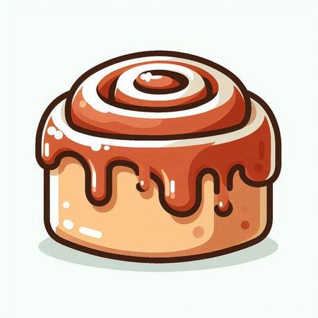Cinnamon roll. Sweet pastry. Vector illustration in cartoon style.のイラスト素材