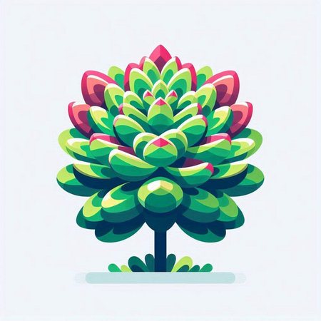 Illustration of a stylized succulent on a white background.のイラスト素材