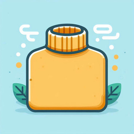 Bottle of essential oil on a blue background. Vector illustration.のイラスト素材