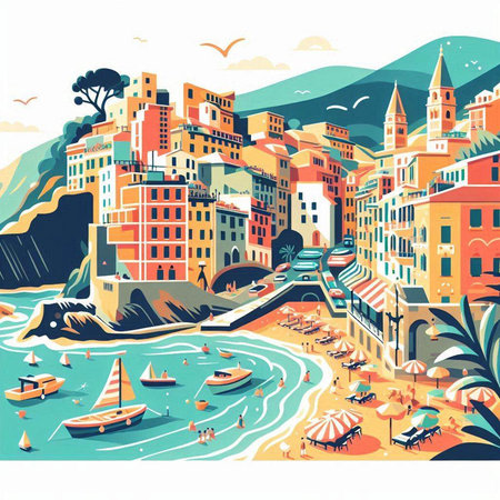 Vector illustration of the ancient city of Rovinj, Croatiaのイラスト素材