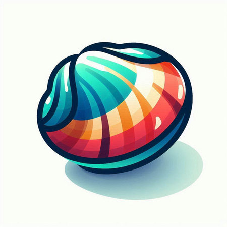 Illustration of a colorful seashell isolated on a white background.のイラスト素材