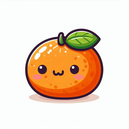Cute smiling orange fruit character isolated on white background. Vector illustrationのイラスト素材