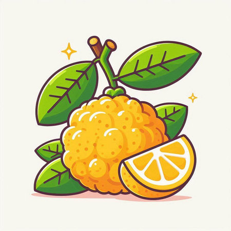 Lemon fruit. Vector illustration. Isolated on white background.のイラスト素材
