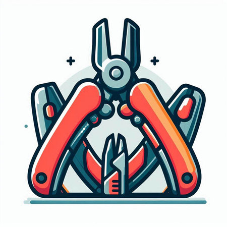 Multifunctional pliers in flat style. Vector illustration.のイラスト素材