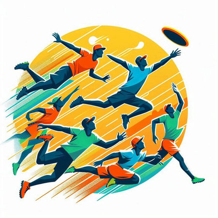 Group of young men playing badminton. Colorful vector illustration.のイラスト素材
