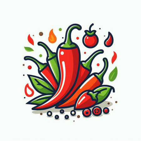 Chilli pepper vector illustration. Hand drawn doodle design element.のイラスト素材