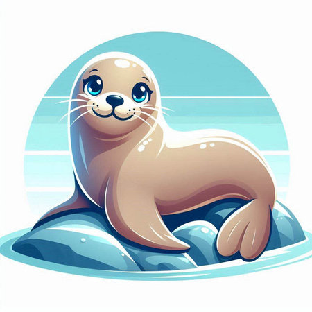Cute seal on a white background. Vector illustration in cartoon style.のイラスト素材