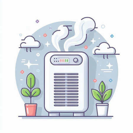 Air conditioner. Vector illustration in a flat style on a white background.のイラスト素材