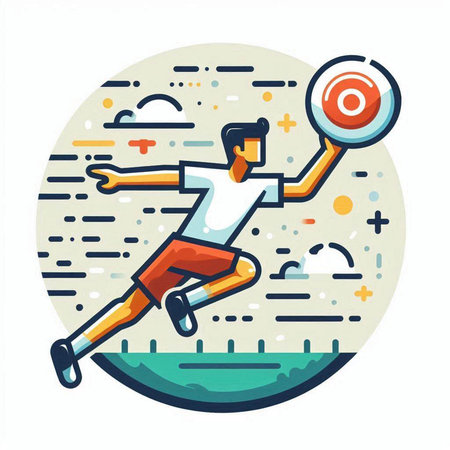 Vector illustration of a man doing exercise with a ball. Flat design.のイラスト素材