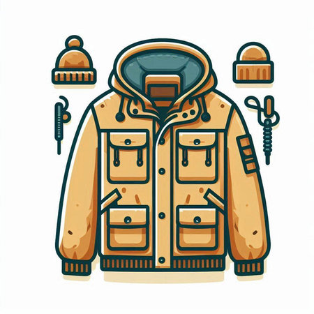 Winter jacket. Vector illustration of a warm jacket with a hood.のイラスト素材