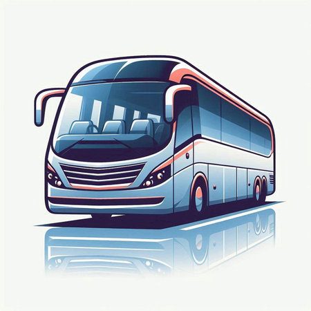 Bus vector illustration with reflection on a white background. Vector illustration.のイラスト素材