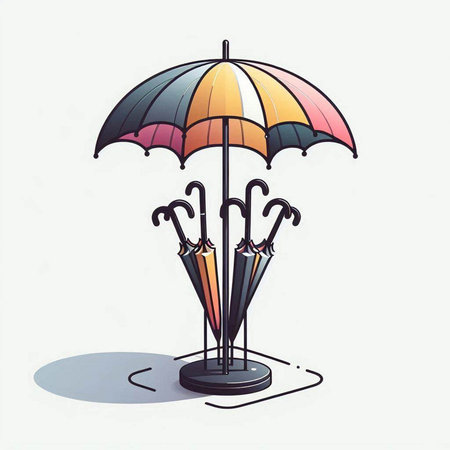 Illustration of umbrella with three umbrellas on the white backgroundのイラスト素材