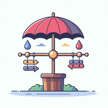 Illustration of an umbrella protecting from the rain. Vector illustration.のイラスト素材