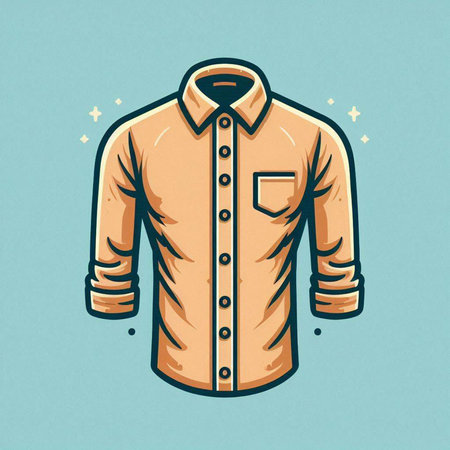 Illustration of a man's shirt in retro style. Vector illustration.のイラスト素材