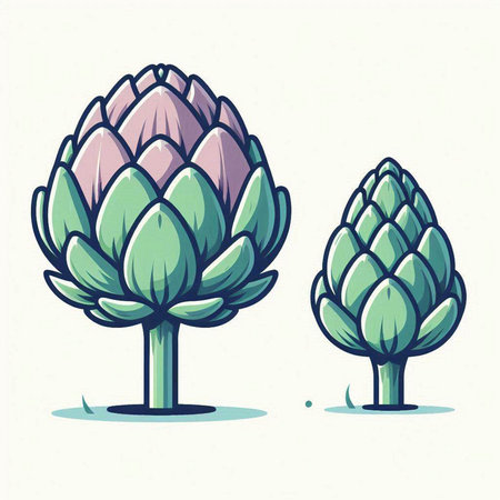Artichoke on white background. Vector illustration in cartoon style.のイラスト素材