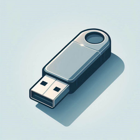 Illustration of a USB flash drive on a blue background - vectorのイラスト素材