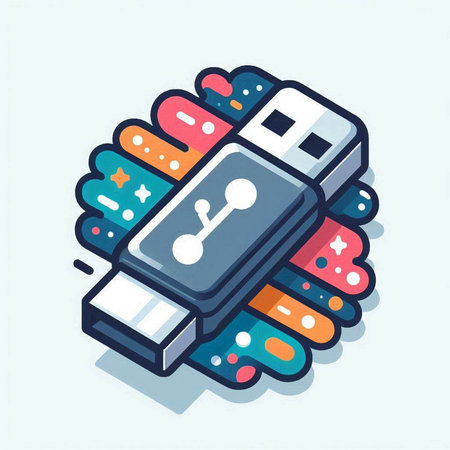 Usb flash drive icon in isometric flat design style. Vector illustration.のイラスト素材